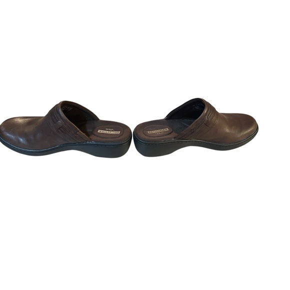 Clarks Collection Brown Leather Clog Mules Size 7 - Picture 3 of 6